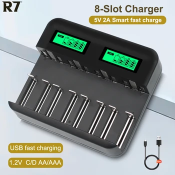 1.2 V AA, AAA, C, D tamanho Carregador de bateria com Visor de LCD para 1,2 V NiMH NiCD aa, aaa, C, D, Tamanho e Recarregável carregador de bateria