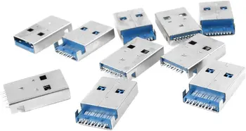10 pc Blindado de 180 Graus de 9 Pinos USB 3.0 Tipo Um Macho Jack Plug