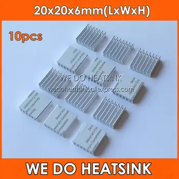 10pcs 20x20x6 mm de Alumínio do Cooler Dissipador de calor Dissipadores de calor Com Condutividade Térmica de Fitas Adesivas