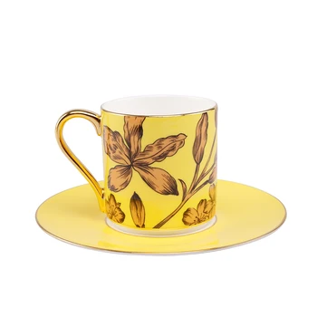 1Piece Osso china Xícaras de Café Requintado Ouro Rim de Chá de Água, Copos Bela Flor Xícara (chá) de Cerâmica, Acessórios de Cozinha