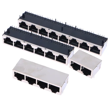 1x2/4/6/8 Portas 59 8 Portas Série Pilha-up Feminina de Rede Ethernet RJ45 LAN PCB Soquete do Conector Jack