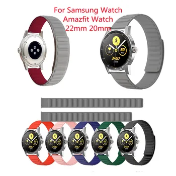 20mm 22mm Magnético Banda de Silicone Para Samsung Galaxy Watch 4 42mm de 46mm de Esportes Pulseira Bracelete Para o Huawei Assistir GT Smartwatch