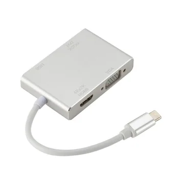 4-em-1 USB 3.1 USB C Tipo C VGA, DVI, USB 3.0 compatível com HDMI Fêmea 4IN1 HUB Divisor de Cabo Adaptador para Laptop Macbook Samsung