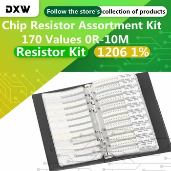 4250PCS/Monte Kit Resistor 1206 Chip de resistência Variedade Kit de 1% 170 Valores 0R-10M Smd Exemplo de Livro