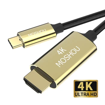 4K 60Hz USB C Cabo HDMI Tipo C para HDMI para o MacBook Huawei Mate 30 40 Pro USB-C-HDMI Thunderbolt 3 Conversor Adaptador