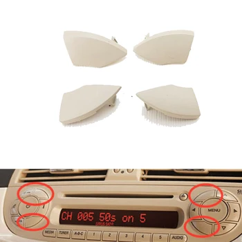 4pcs de Carro Acessórios Para Fiat 500 rádio cd botão botões de marfim creme branco trim molde de tampa de remoção 2008+