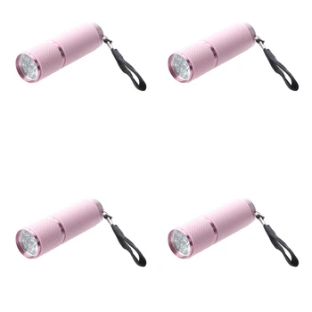 4X ao ar livre de Mini Rosa Revestido de Borracha 9-LED Lanterna elétrica da Tocha