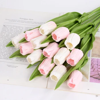 5Pcs Tulip Flor Artificial Falso de Flores Para Aniversário, Festa de Casamento, Decoração de Casa, Decoração de Sala de estar Tabela de Ornamentos