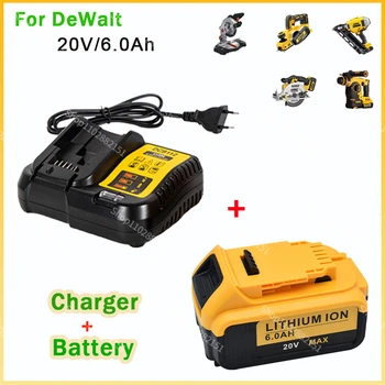 6.0 Ah Para Dewalt DCB200 20V 6000mAh Bateria de Substituição é Compatível com Para Dewalt 18V/20V Ferramentas de Bateria+carregador de bateria