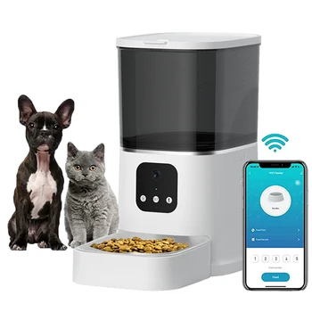6L Smart Pet Alimentador Para Gatos Cães Tuya APLICATIVO de Controle Remoto do Alimentador Automático Com Câmera, Gravador de Voz de Temporização wi-Fi Food Dispenser