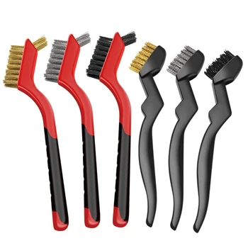6PCS Pequenas Escovas de Arame Definido Para Limpeza de Metal, Escovas de Arame de Latão, pincele Com a Curva Forte Aperto do Punho