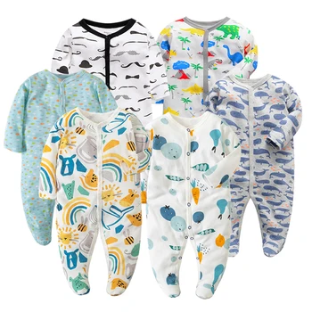 6pieces Macacão de Bebê Recém-nascido Meninas Meninos Roupas 100% Algodão de Mangas compridas Bebê Pijama Cartoon Impresso do Bebê Conjuntos