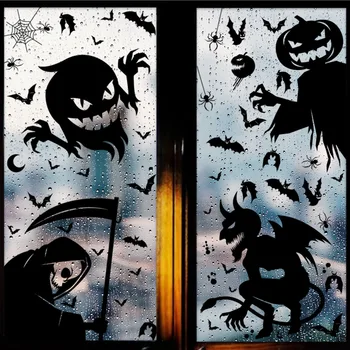 8PCS Decoração de Halloween Adesivos Para a Janela do Grim Reaper Bruxa Fantasma Adesivo de Parede de Halloween Decoração de Abóbora Decalque Fornecimentos de Terceiros