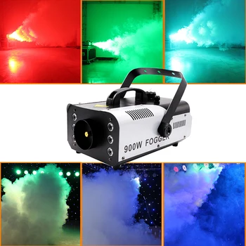 900W RGB LED 3 em 1 Máquina de Fumaça Fio/Controle Remoto Máquina de fumaça Colorida Discoteca DJ Fase Efeito de Luz de Nebulizador Equipamento
