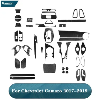 Acessórios Para Chevrolet Camaro 2017 2018 2019 Fibra De Carbono Preto Adesivos Tampa Guarnição Interior Do Carro Decorativa Várias Partes