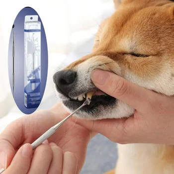 Animais De Estimação Dentes De Ferramentas De Limpeza Dupla Face Cães Gatos Removedor De Tártaro Dentário Pedras Inoxidável Suprimentos Para Animais De Estimação Perros Cão Limpeza Dos Dentes