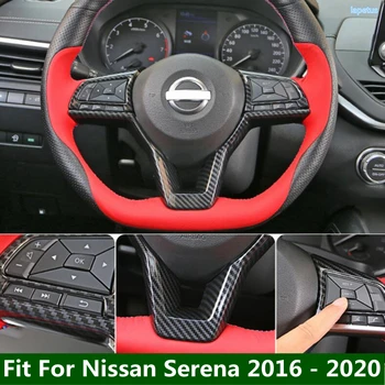Auto Volante Estilo De Moldura Guarnição Tampa De Ajuste Para O Nissan Serena 2016 - 2020 Fibra De Carbono / Acessórios Vermelhos Interior Modificado