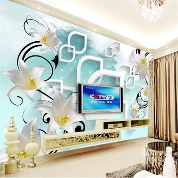 beibehang 3d estereoscópico lily murais de TV da Europa pano de fundo papel de parede sala quarto murais papel de parede papel de parede