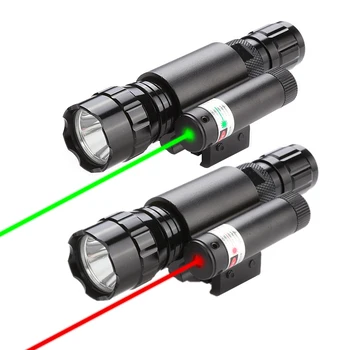 Branco /Luz Verde Caça Lanterna Red Dot Sight Âmbito Tático Lanterna de LED Interruptor de Pressão do Monte para a Caça Detector de