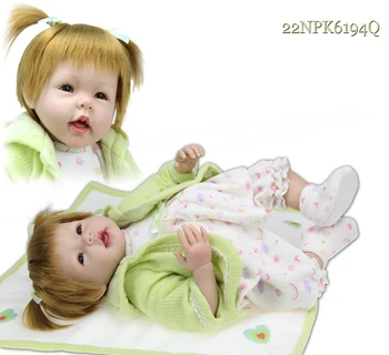 Cabelos De Ouro Realista Bebê Boneca De Silicone Sólido Brinquedo De Boneca Com As Meninas Presentes 22