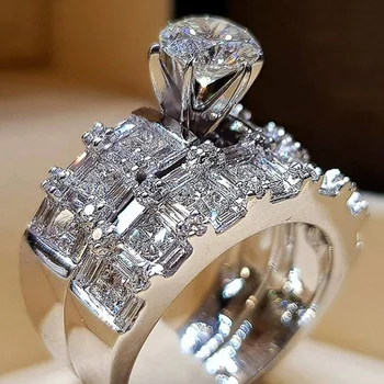 CAOSHI Lindo 2Pcs Conjunto de Anéis para as Mulheres de Alta qualidade Dedo Acessórios para o Aniversário Duplo Empilhável de Luxo, Jóias