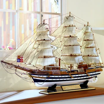 De madeira de Simulação de Veleiro Modelo de Decoração de Vespucci 90cm Grande de Madeira maciça Barco de Artesanato Barco de Presente