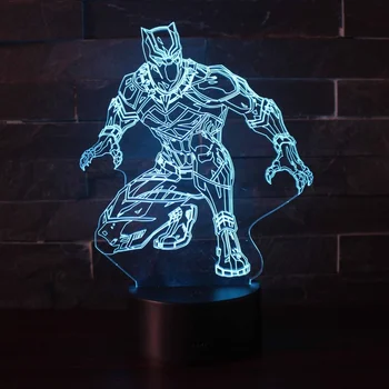 Disney Marvel Panther 3D a Luz da Noite CHEIAS de Controle Remoto de Toque Colorida de Luz Criativa Lâmpada de Cabeceira de Natal, Presente de Aniversário