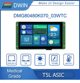 DWIN de 7 Polegadas 800*480 HMI de grau Médico, Display TN-LCD-TFT de Módulo RTC RS232/RS485 para o Arduino DMG80480K070_03W