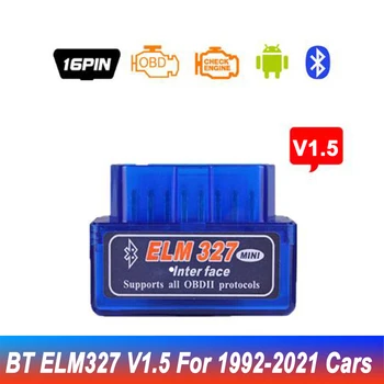 ELM327 Bluetooth V2.1 V1.5 Auto OBD Scanner Leitor de Código de Ferramenta Ferramenta de Diagnóstico do Carro Super MINI ELM 327 Para Android