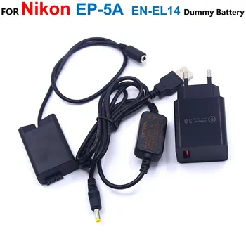 EP-5A DC Acoplador Adaptador EN-EL14 Falso Bateria+Cabo de Alimentação USB+Carregador Para Nikon P7800 P7100 D5600 D5300 D5200 D5100 D3200 D3300