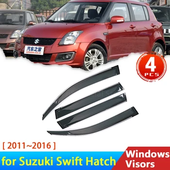 Escudo de vento para Suzuki Swift MK2 2 Hatch 2011~2016 2015 2014 2013 Acessórios 4x de Defletores de Carro Windowa Viseira Chuva Sobrancelha Guarda