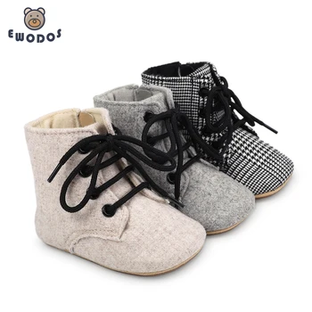 EWODOS Bebê Recém-nascido Meninas Botas de Inverno de Cor Sólida/Houndstooth de Impressão Ankle Boots Quente Bebê Calçado para Criança Infantil