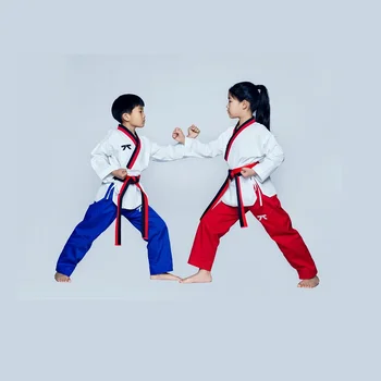 Firmway Novo Uniforme de Taekwondo Para Crianças Iniciantes de Crianças Formação Profissional Roupas de Manga Longa, Judô, Karatê Terno Unisex