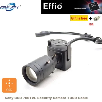 Geniuspy CCD Effio-E Chip 700TVL 25mm/6-22mm 5-50mm Lente Varifocal Manual Ajustável Mini CCTV com Fio de Carro Ultrapassagens Câmara