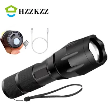 HZZKZZ lanterna LED de alta qualidade, bateria recarregável zoom casa exterior de viagem selvagem adventuremini prática portátil do brilho da lanterna elétrica