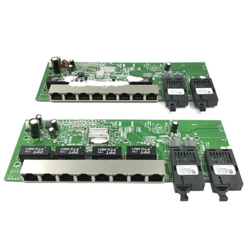 Inverter PoE 10/100/1000M comutador Gigabit Ethernet de Fibra Óptica de Modo Único 8 RJ45 e 2 SC fibra Motherboard1.25G DE 20KM