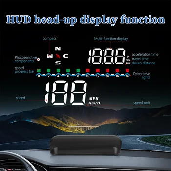 M19 Head-Up Display LED Carro Velocímetro Digital Inteligente Alarme de Lembrete HUD GPS MPH KMH para Acessórios do Carro do Computador de bordo