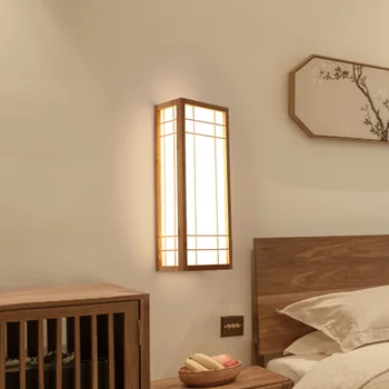 Madeira moderna lâmpada de parede Japonês Tatami Estilo LED retângulo lâmpada de parede para o Corredor Corredor de Espelho do Banheiro de montagem na parede luminária
