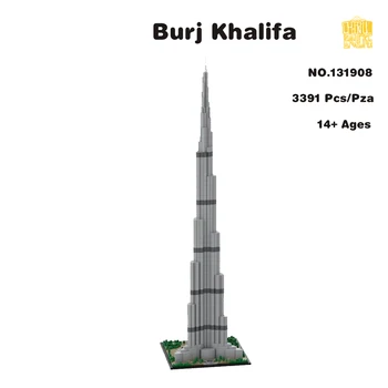 MOC-131908 Burj Khalifa Modelo de PDF Com Desenhos de Blocos de Construção Tijolos infantis Educativos Brinquedos de DIY de Aniversário, Presentes de Natal