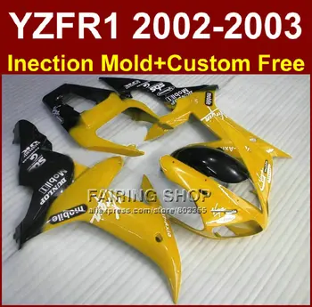 Móvel do corpo amarelo peças para YAMAHA YZF R1 2002 2003 +de moldes personalizados, carenagens yzf r1 02 03 YZF1000 02 03 kit de carenagem