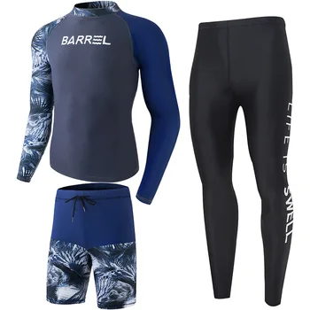 Nova divisão terno de mergulho de secagem rápida e proteção do sol, os homens de mangas compridas calças, água-viva de maiô, de tamanho grande surfar fato