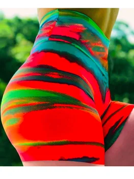 Nova Impressão Colorida Sexy Shorts para as Mulheres do Sol Push-Up Espólio de Treino de Fitness de Cintura Alta Ginásio de Esportes Roupas de Yoga em Execução