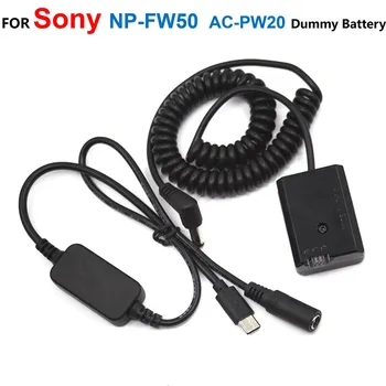 NP-FW50 AC-PW20 Fictício Bateria+USB Tipo-C Primavera Cabo de Alimentação Para Sony NEX-F3 NEX-5R NEX-6 A3500 A5000 A6000 A7R A7S ZV-E10 RX10
