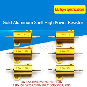 Ouro Caso de Alumínio de Alta Potência do Resistor RX24-25W 1K 10K 1 2 3 5 10 20