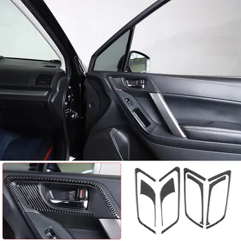 Para 2013-2018 Subaru Forester Macio Da Fibra Do Carbono Da Porta Interior Handle Quadro Decorativo Adesivo Interior Do Carro Acessórios De Proteção
