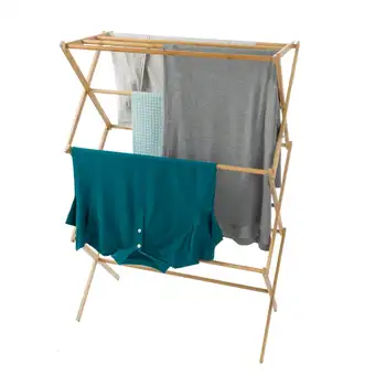 Portátil de Bambu Secagem de Roupa Rack Dobrável e Compacto para Interior/Exterior Utilização Por