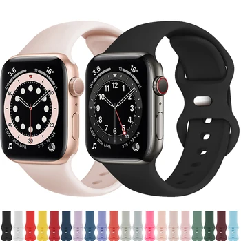 Pulseira de Silicone para Apple Faixa de Relógio 45/44/42mm Watchbands 41/40/38mm Smartwatch de Borracha Bracelete de Esportes no iWatch Series76543