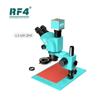 RF4 RF6565-PO4 6.5-65X HDMI USB Câmera 4K Pilar de Suporte de Zoom Trinocular Microscópio Estereofónico para Telefone de Solda PCB Reparação