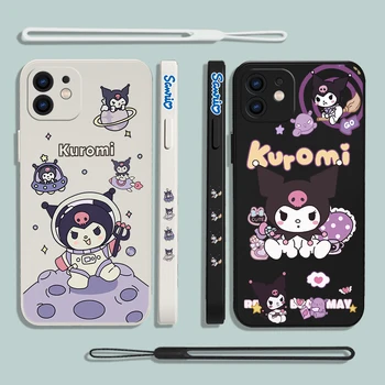 Sanrio Bonito Kuromi Caso De Telefone Xiaomi Redmi Nota 10A 11 10 10 9 8 7 Pro Plus 10C 9A 9C 9T 4G 5G Casos Com Correia