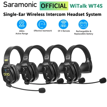 Saramonic WiTalk WT4S Comunicação Full Duplex Fone de ouvido sem Fio Sistema de Marinha Barco Duplex Intercom Fones de ouvido Treinadores Microfone